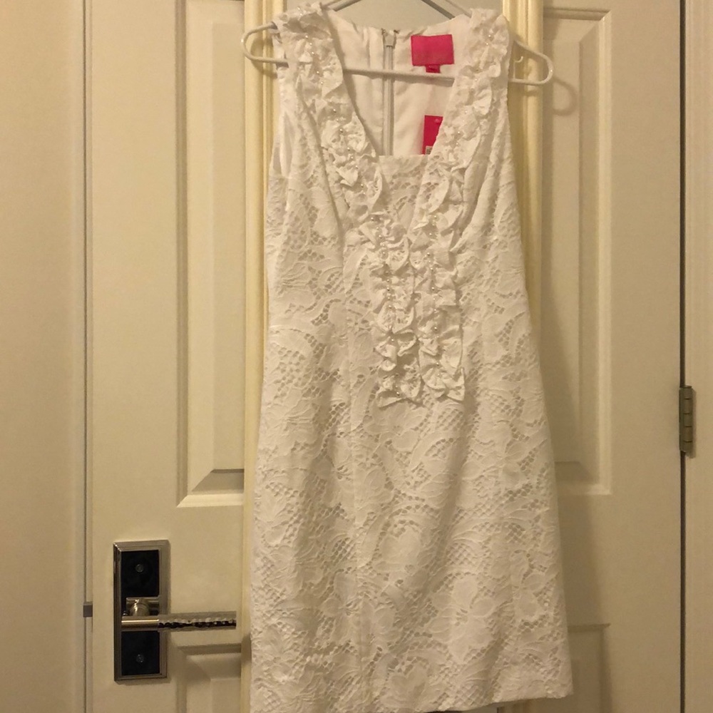 Brand new, new with tags Lilly Pulitzer size 2 white detailed dress